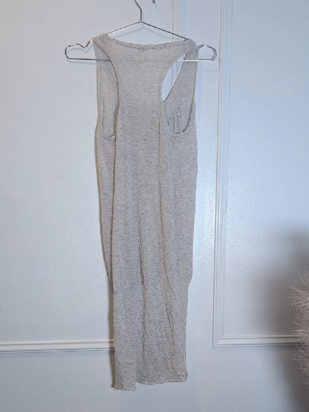 Free People Heather Gray Sleeveless Tunic Dress with Beaded Scoop - Picture 7 of 7